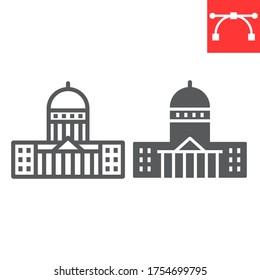 Capitol Building line and glyph icon, USA and congress, washington capitol sign vector graphics, editable stroke linear icon, eps 10