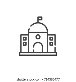 Capitol building line icon, outline vector sign, linear style pictogram isolated on white. Symbol, logo illustration. Editable stroke