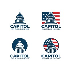 Capitol Building Logo Set Design Vector