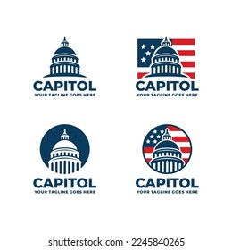 Capitol building logo set design vector