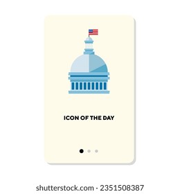 Capitol building on white background. Tourism, attraction, city cartoon illustration. Sightseeing and building concept. Vector illustration symbol elements for web design and app