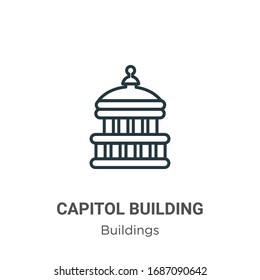 Capitol Building Outline Vector Icon. Thin Line Black Capitol Building Icon, Flat Vector Simple Element Illustration From Editable Buildings Concept Isolated Stroke On White Background