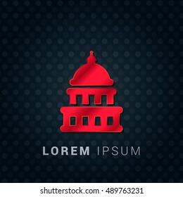 Capitol Building Red chromium precious metallic 3D Icon / Logo Design