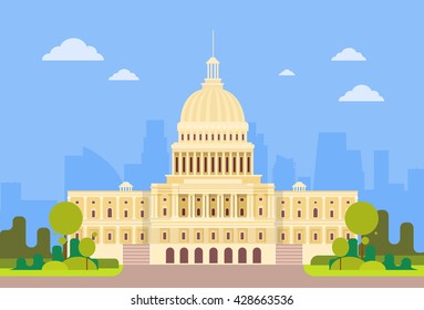 Capitol Building United States Of America Senate House Washington Vector Illustration