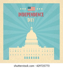 Capitol Building United States Of America Senate House Independence Day Banner Vector Illustration