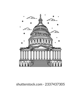 Capitol building vector illustration line art style