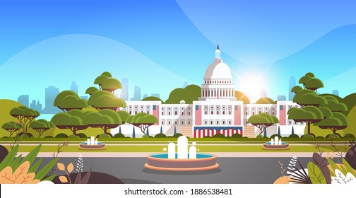 capitol building washington D.C. USA presidential inauguration day celebration concept greeting card horizontal banner vector illustration