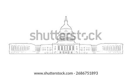 Capitol building in Washington DC, USA. Hand drawn vector illustration