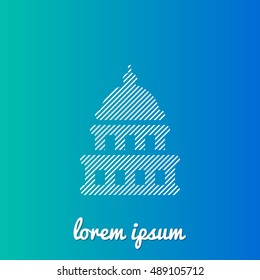 Capitol Building White stroke fill with blue and green gradient background Icon / Logo Design