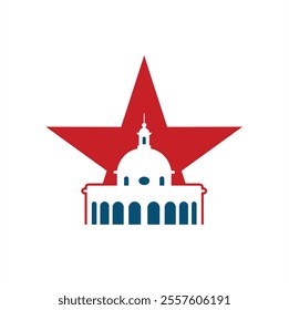 capitol dome combined with star, vector art.