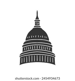 Capitol Dome Icon Silhouette Illustration. Washington DC Vector Graphic Pictogram Symbol Clip Art. Doodle Sketch Black Sign.