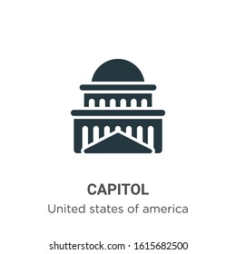 Capitol glyph icon vector on white background. Flat vector capitol icon symbol sign from modern united states collection for mobile concept and web apps design.