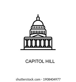 Capitol Hill, Washington, US, Landmark Icon In Vector. Logotype