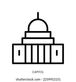 capitol icon. Line Art Style Design Isolated On White Background