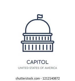 Capitol icon. Capitol linear symbol design from United states of america collection. Simple outline element vector illustration on white background.