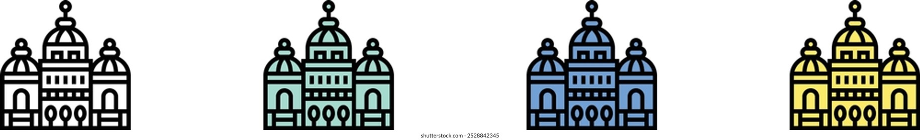 capitol icon. Outline, Green, Blue and Yellow Style Design Isolated On White Background