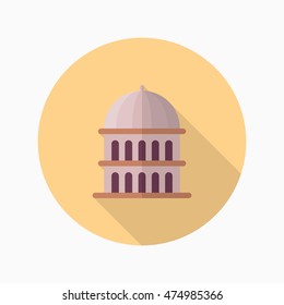 capitol icon , Vector flat long shadow design.