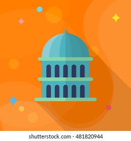 capitol icon , Vector flat long shadow design.