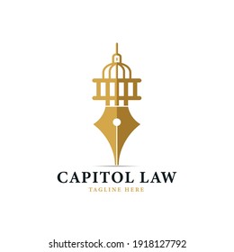 Capitol lawyer logo template, abstract vintage retro design. government attorney logo concept icon symbol