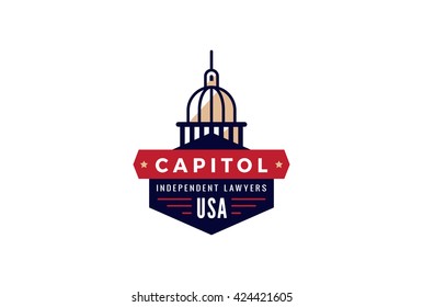 Capitol Logo Lawyer Abstract Vintage Retro Design Vector Template.
Creative Law Attorney Government Logotype Concept Icon Symbol.