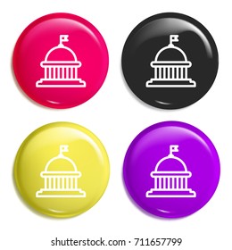 Capitol multi color glossy badge icon set. Realistic shiny badge icon or logo mockup