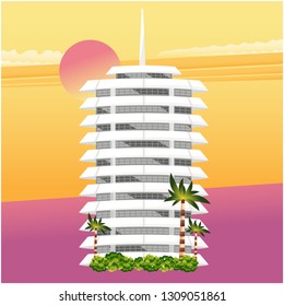 Capitol Records Building In Los Angeles Illustration