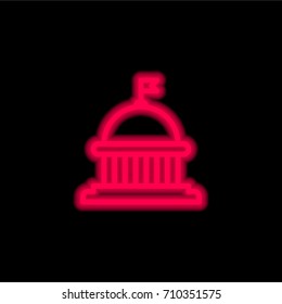 Capitol red glowing neon ui ux icon. Glowing sign logo vector