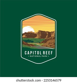 Capitol Reef Nationalpark Emblem-Patch-Logo-Illustration auf dunklem Hintergrund