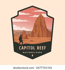 diseño de la Ilustración vectorial del logotipo del parche del parque nacional de capitol reef, estilo del emblema del Lugar famoso de utah