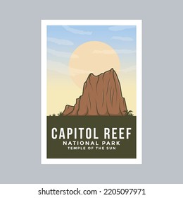 Capitol Riff National Park Poster Illustration Design. Tempel des Sonnengrafik-Designs.