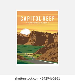 Capitol Reef National Park poster vector illustration design