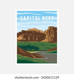 Capitol Reef National Park poster vector illustration design