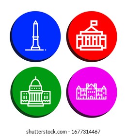 capitol simple icons set. Contains such icons as Washington monument, White house, Palace, can be used for web, mobile and logo