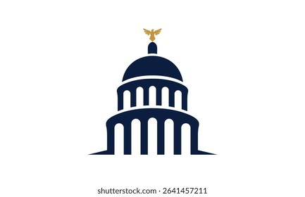 a capitol themed graphic image, on a white background. vector graphic base.