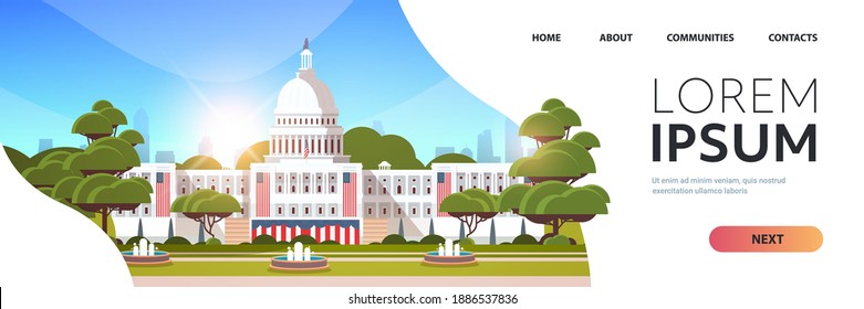 capitol white house building washington D.C. USA presidential inauguration day celebration concept greeting card horizontal banner copy space vector illustration