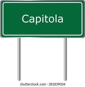 Capitola , California, road sign green vector illustration, road table, USA city