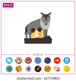 Capitoline wolf with children vector icon