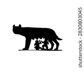 Capitoline Wolf silhouette vector flat design on white background.

