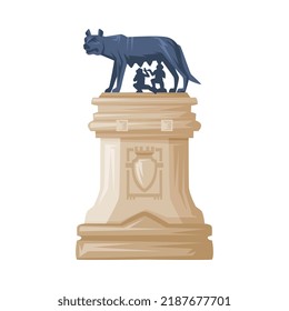 Capitoline Wolf Statue as Romania Traditional Symbol and Object Vector Illustration