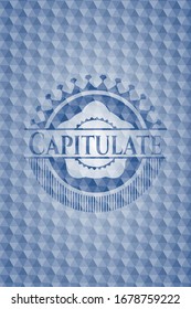 Capitulate blue hexagon emblem. Vector Illustration. Detailed.