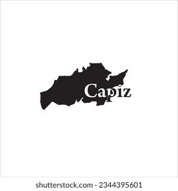 Capiz Philippines map and black letter design on white background