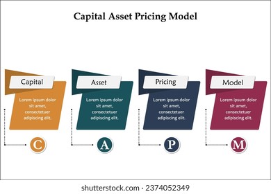 CAPM - Capital asset pricing model. Infographic template with icons and description placeholder