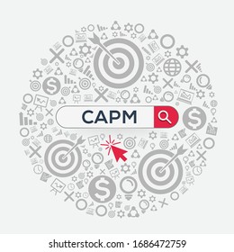 CAPM mean (capital asset pricing model) Word written in search bar ,Vector illustration.