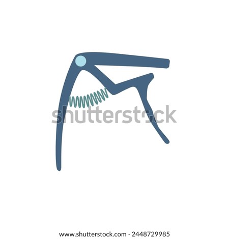 Capo for acoustic and electric guitar. Color illustration on white background.