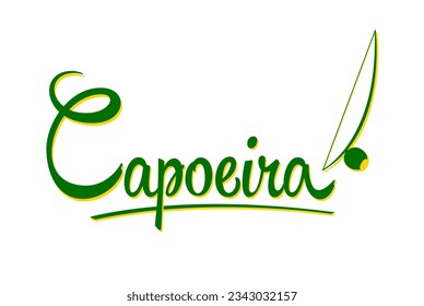 Capoeira Brazilian martial art with Berimbau instrument lettering design