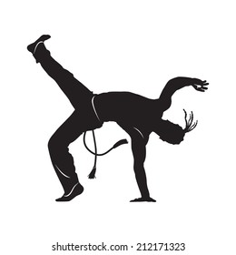 capoeira dancer silhouette Isolated on white. vector illustration