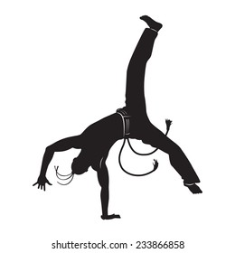 capoeira dancer silhouette Isolated on white. vector illustration