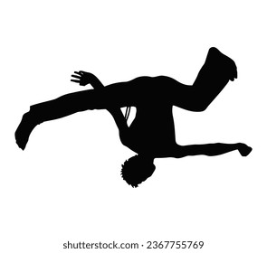 Capoeira dancer silhouette Isolated on white. Vector illustration.