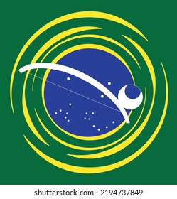 Capoeira design with brazil flag and berimbau music instrument for events, templates, banners, clothing design.