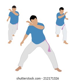 Capoeira exercise. capoeira dancer dancing ginga on white background. vector 